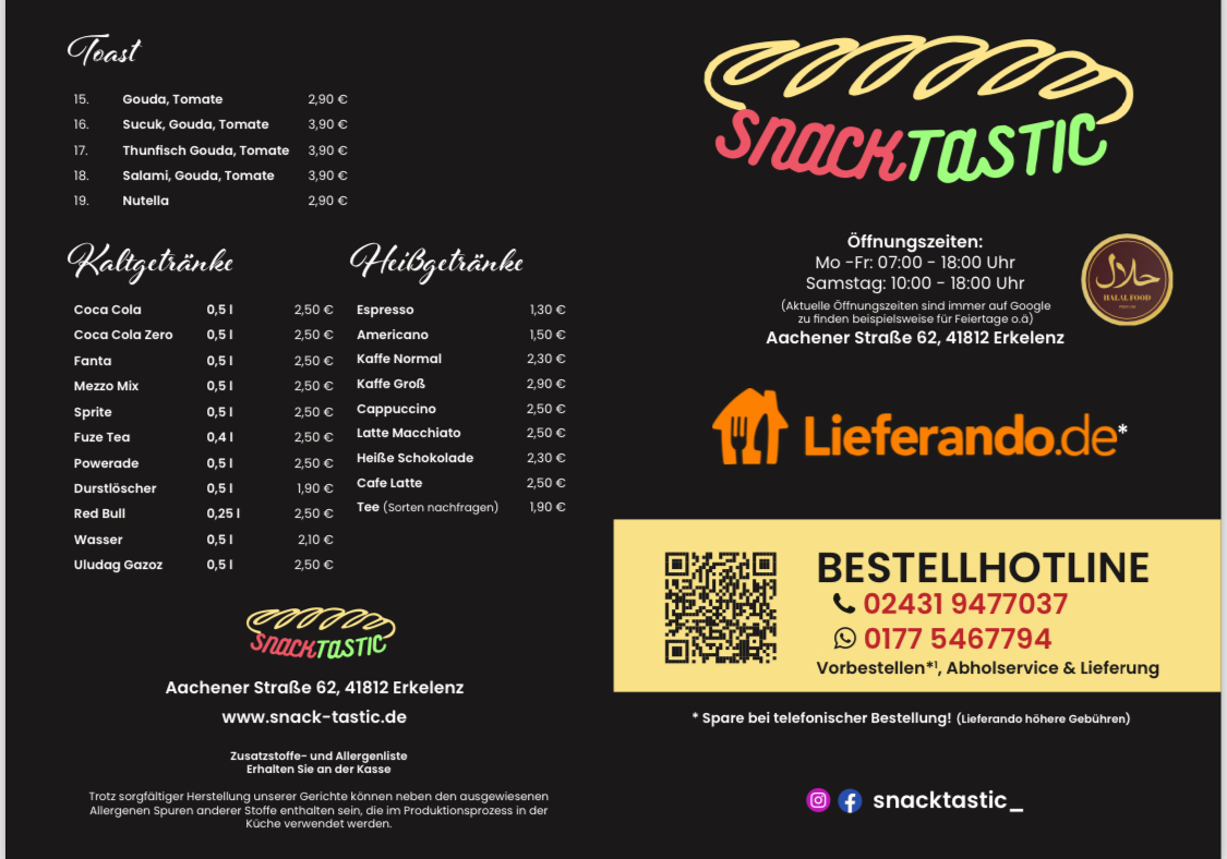 Menu Snacktastic Baguette & Mehr-1