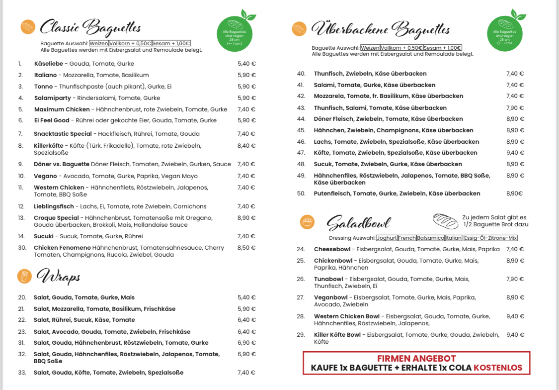Menu Snacktastic Baguette & Mehr-2